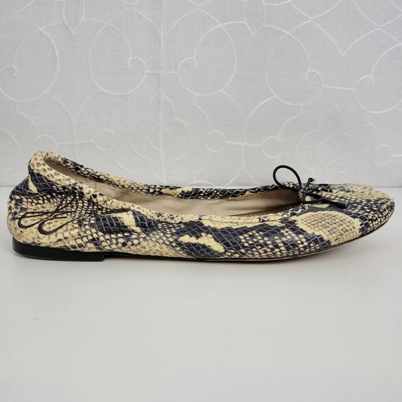 Sam Edelman Womens Shoes Size 8 Brown Leather Embossed Snakeskin Print Flats - Picture 1 of 10